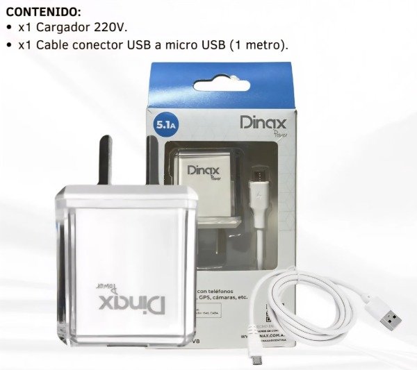 Producto - Cargador rápido Dinax Power 5.1 A con cable Micro USB