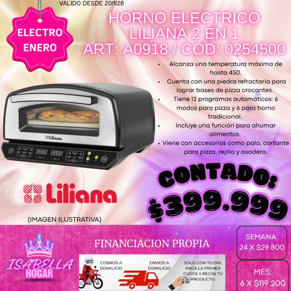 Producto - HORNO ELECTRICO LILIANA 2 EN 1 ART: A0918 / COD: 0254500