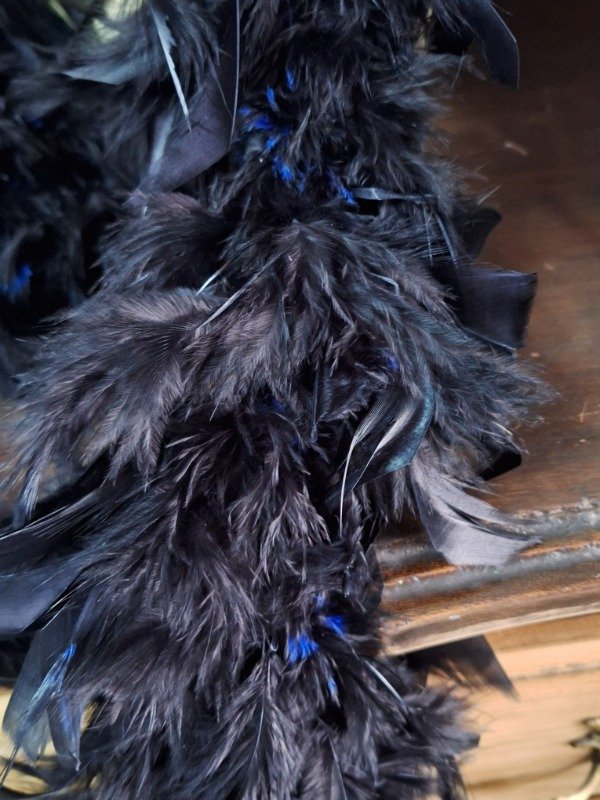 Producto - Boa de plumas negras y azul 1.80mts - 4
