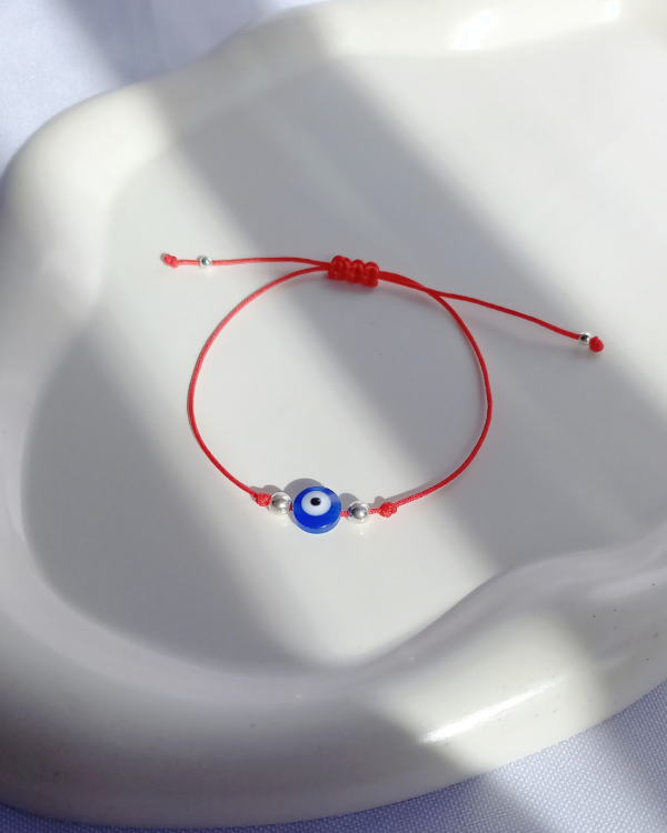 Producto - Pulsera ojito Turco simple con bolitas en Plata925