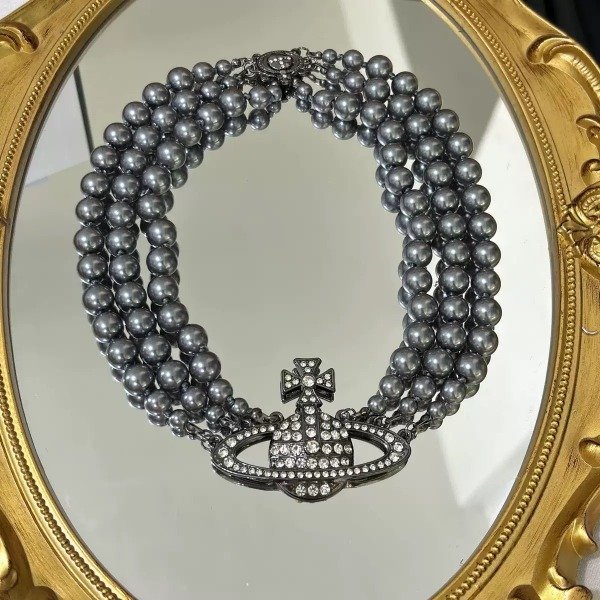Producto - Collar Triple Perla Gris