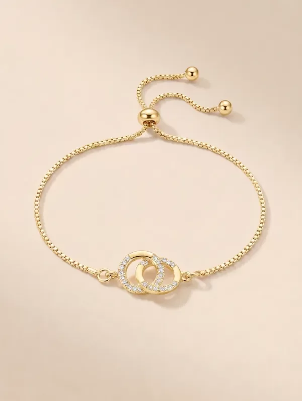 Producto - Pulsera Regulable Círculos Enlazados Dorada - 2