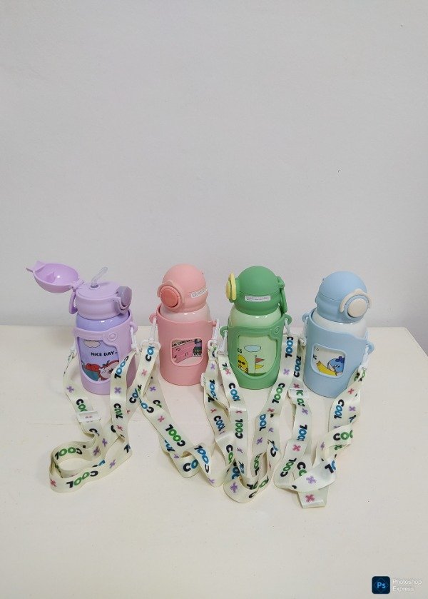 Producto - Botella térmica infantil con funda y correa pico silicona 500ml