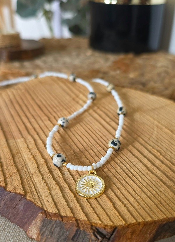 Producto - Collar Jaspe Dalmata y White Beads - 0