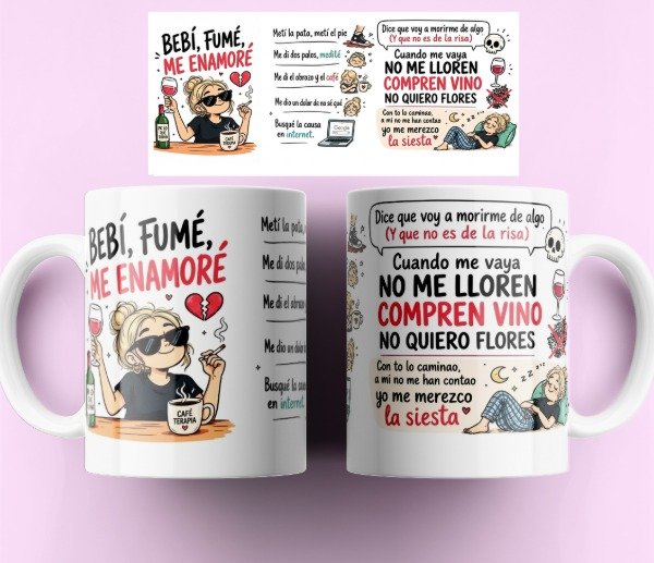 Producto - Plantillas Tazas Bebi Fume me enamore Canciones Diseños Sublimar #t737