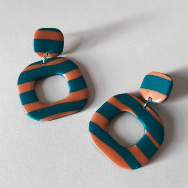 Producto - Doble cuadrado en naranja, verde y glitter