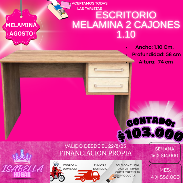 Producto - ESCRITORIO MELAMINA 2 CAJONES 1.10