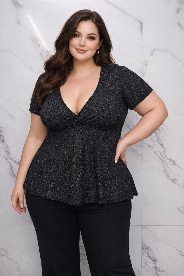 Producto - RM Blusa EVA manga corta glitter Plata 000061