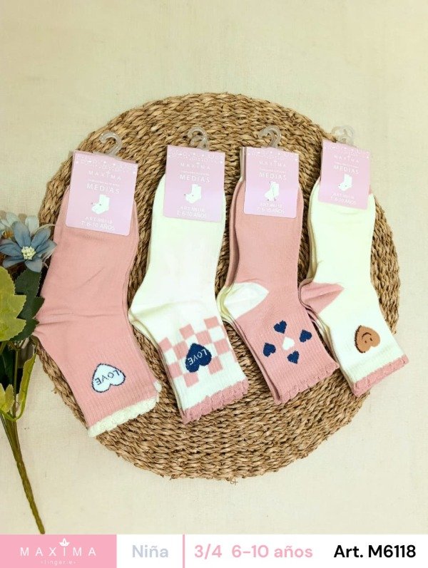 Producto - Art. M6118 - MAXIMA- Docena Medias 3/4 Algodon Estampado