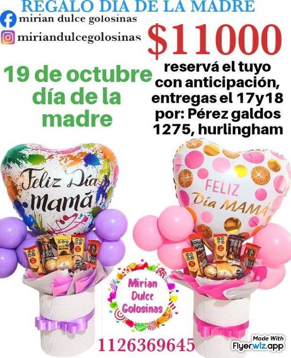 Producto - Arreglo de globos con golosinas día de la madre
