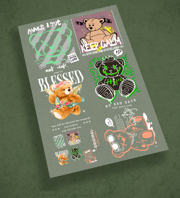 Producto - Pack de estampas Osos 2 - ESTAMPAS DTF TEXTIL