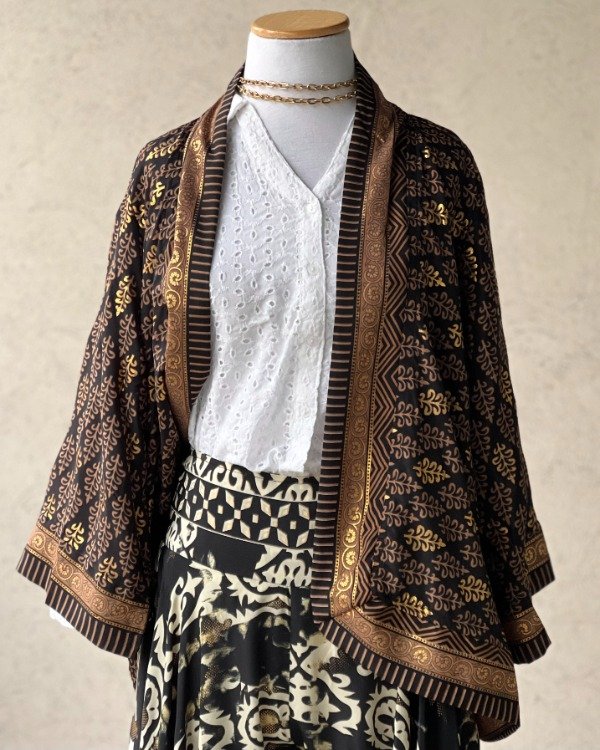 Producto - Kimono Corto Gold Negro y Oro