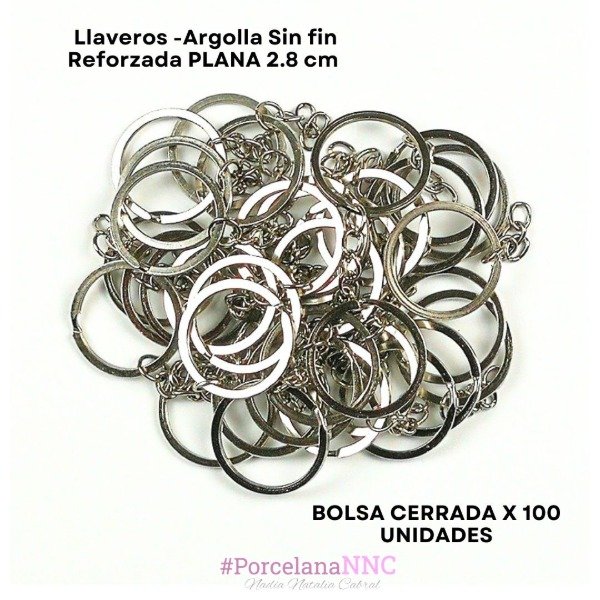 Producto - Llaveros -Argolla Sin fin Reforzada PLANA 2.8 cm BOLSA CERRADA X100 UNIDADES