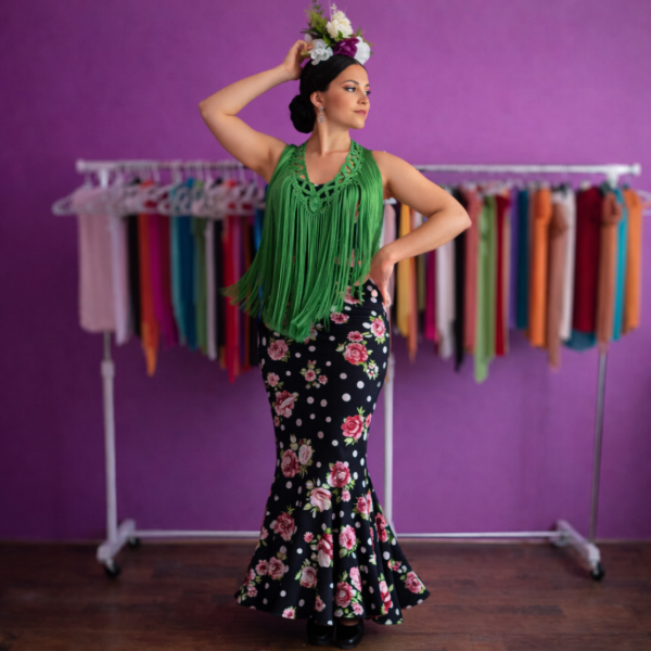 Producto - Tira De Flecos De Seda Para Escote Zig Zag Verde