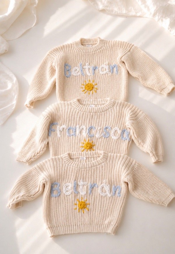 Producto - Sweater Celeste y Blanco Personalizado