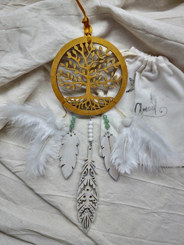 Producto - Colgante con plumas y piedras