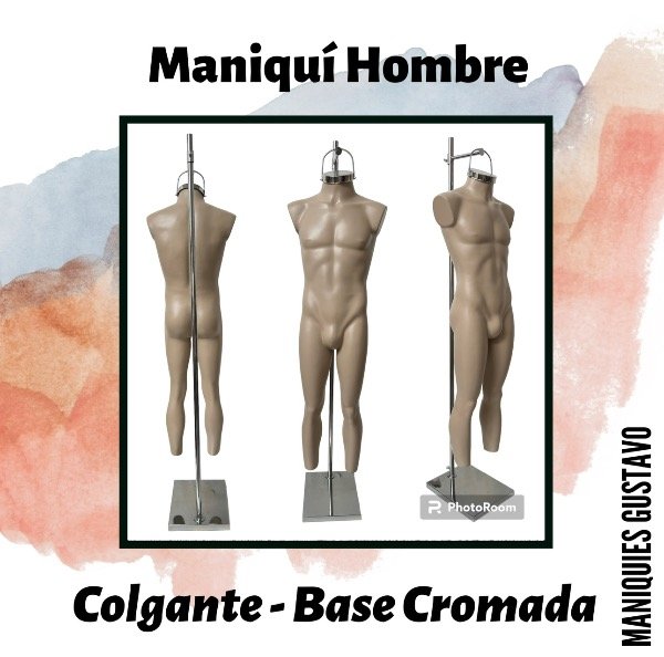 Producto - Maniquí hombre fibra de vidrio colgante con base Cromada - 1