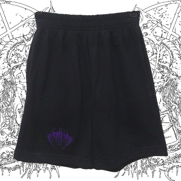 Producto - Bermuda de Algodón BraNch Thread Negra bordado violeta