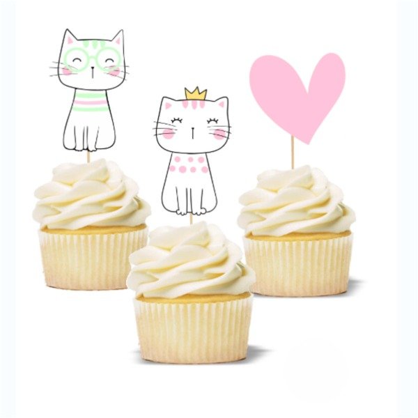 Producto - Topper cupcake silueta x 6 Gatitos