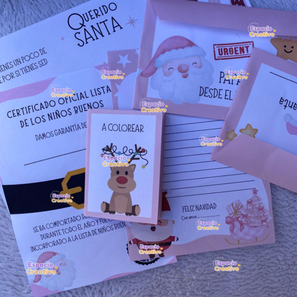 Producto - Pack cartita Papá Noel Rosa