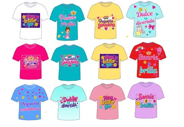 Producto - LAMINA COMESTIBLE REMERA COLORIDAS NENA - 1
