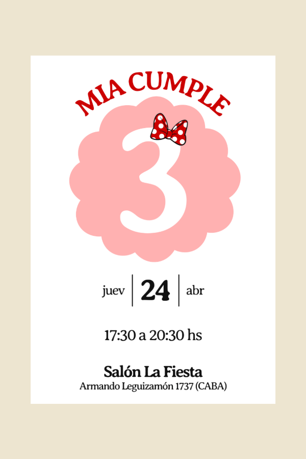 Producto - invitación digital [moño de minnie]