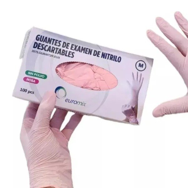 Producto - Guantes de Nitrilo rosa x100u
