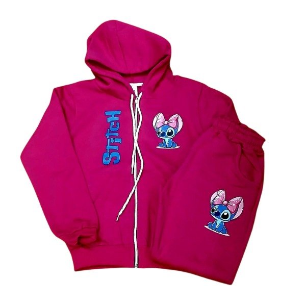 Producto - Conjunto en friza Nena Stitch Fucsia T10