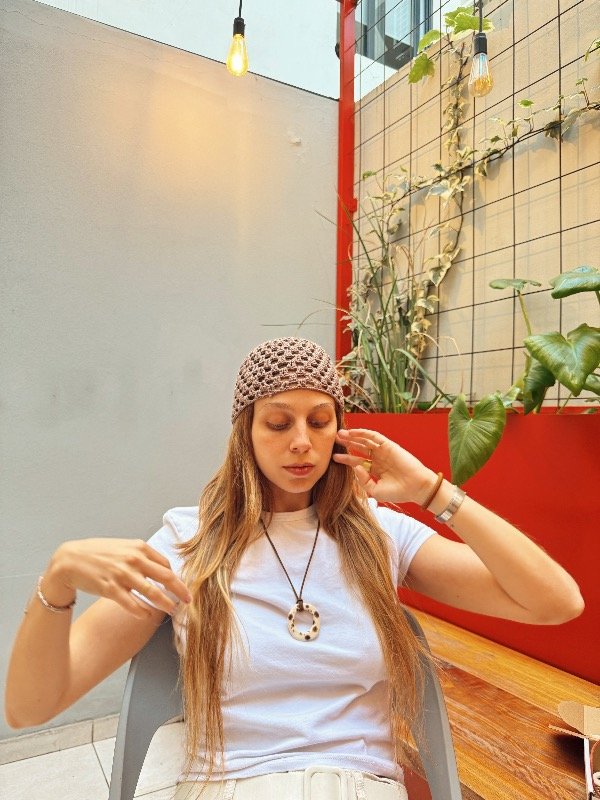 Producto - Gorro Boho marrones c/ plateado