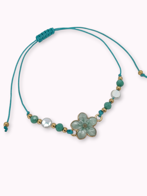 Producto - Pulsera regulable dije flor esmalt cristalitos color