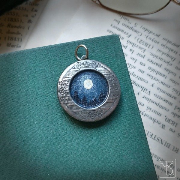 Producto - Relicario redondo - Luna (plateado)