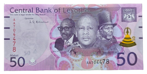 Producto - Lesoto 50 Maloti (2021) Hombres a caballo Pick.28 Unc