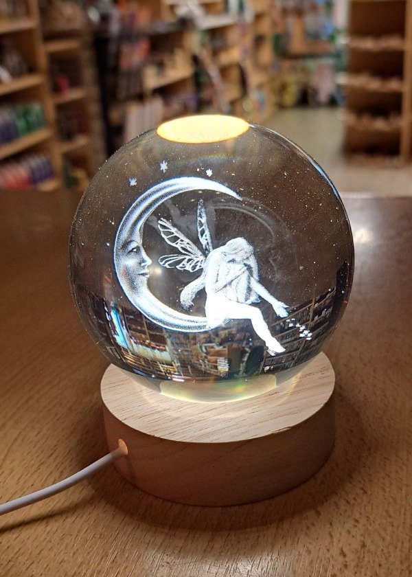 Producto - Esfera Lampara de Cristal con luz led 8 cm