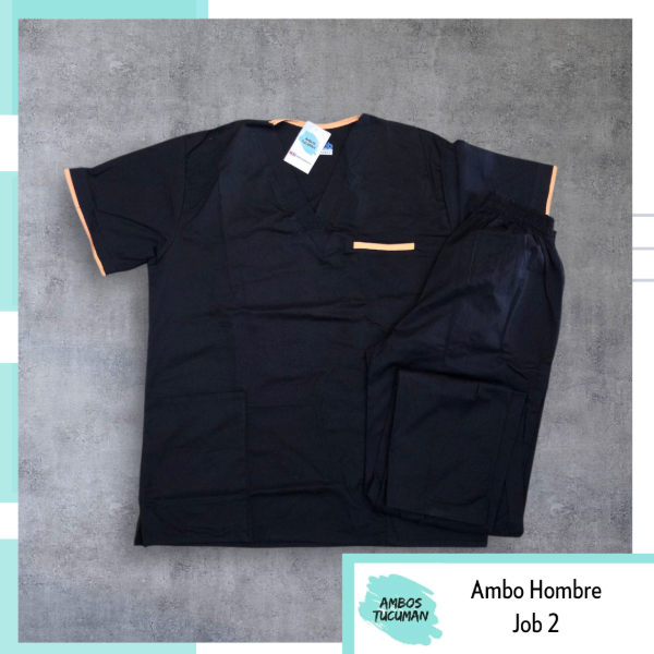Producto - Ambo Job 2 Negro detalle Durazno