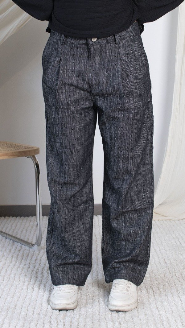 Producto - Pantalón Recto Con Botón Y Pinzas Denim Strass (Art. 6052)