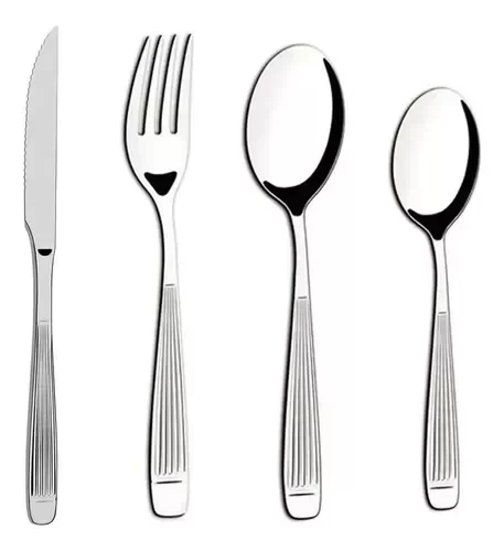 Producto - Set x 30 Cubiertos Acero Inox Rayados Mykonos Gastronomicos