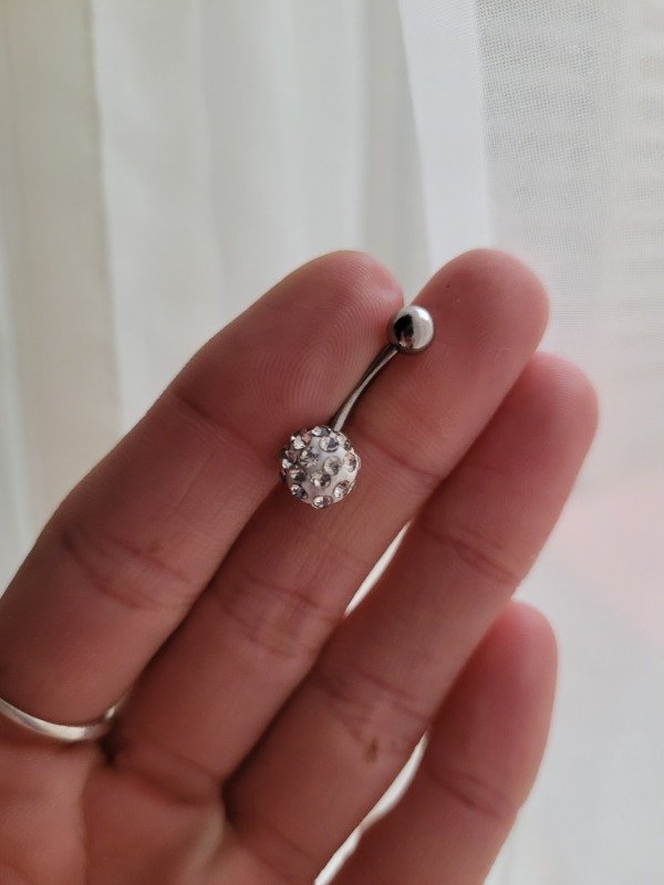 Producto - Piercing ombligo bola de fuego blanca AQ