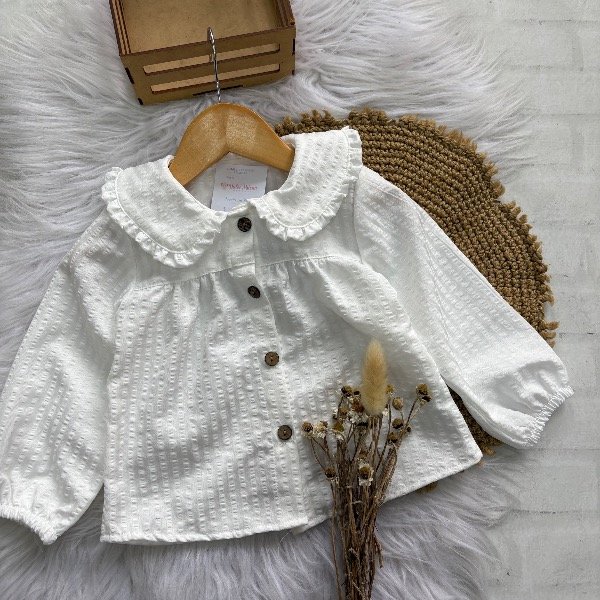 Producto - Camisa Martina solo en blanco talles hasta 4 años