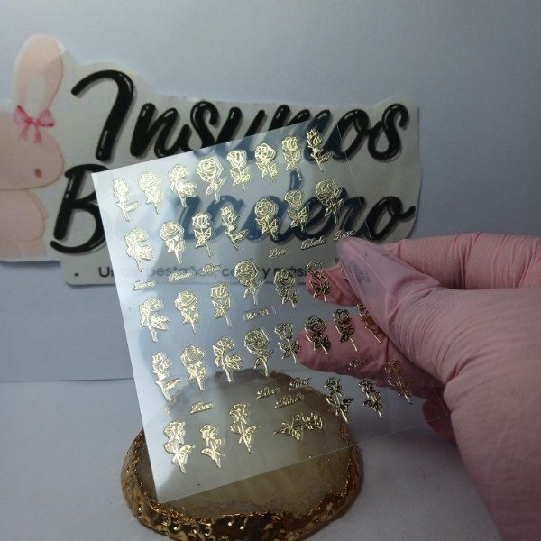 Producto - Stickers rosas doradas