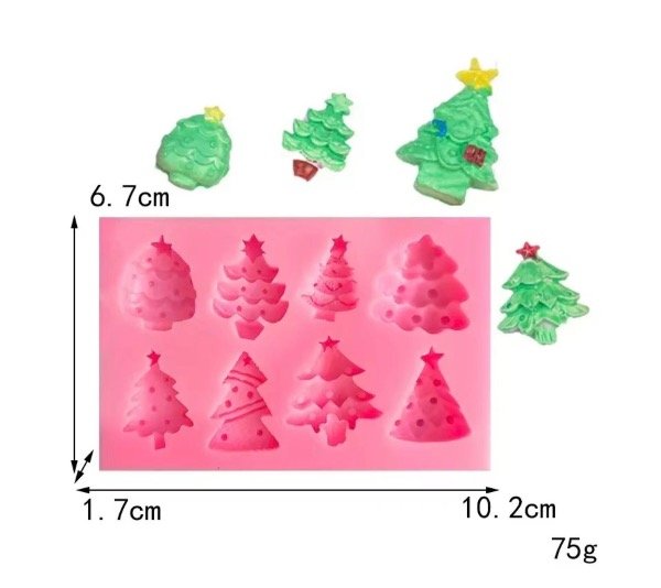 Producto - MOLDE SILICONA 8 ARBOLITOS NAVIDAD ROSA