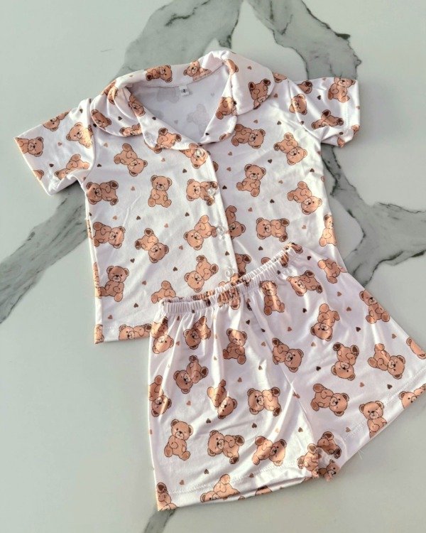 Producto - Pijama camisero de niño - Teddy blanco