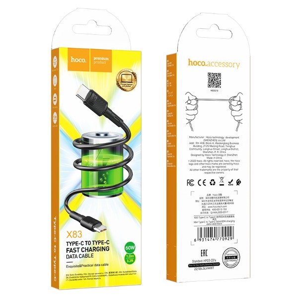 Producto - HOCO - X83 Tipo-C a Tipo-C 60W (1M) - 1