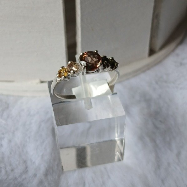 Producto - Anillo turmalinas marrón y verdes n16,5