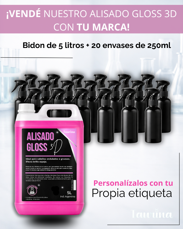 Producto - 5L ALISADO GLOSS 3D + 20 envases de 250cc