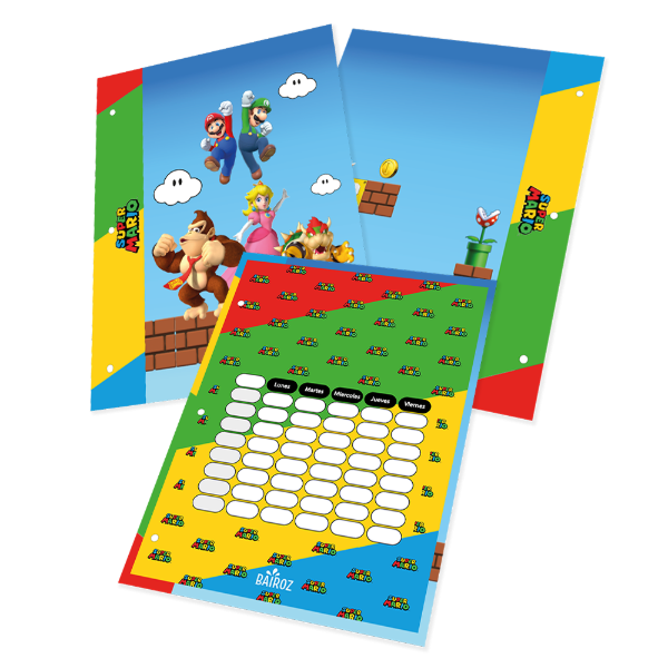 Producto - Carpeta Escolar N3 2 Tapas Con Organizador De Super Mario Bros
