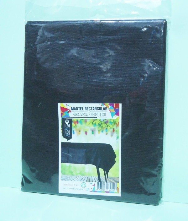 Producto - Mantel friselina negro rectangular liso