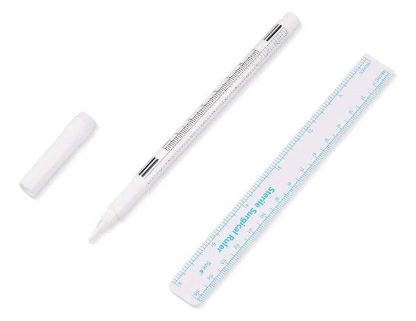 Producto - Marcador Fibra Quirúrgica Microblading Blanco + Regla