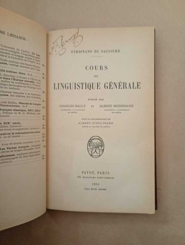 Producto - Cours de linguistique générale - Ferdinand de Saussure - Payot 1931 Tapa dura - 2