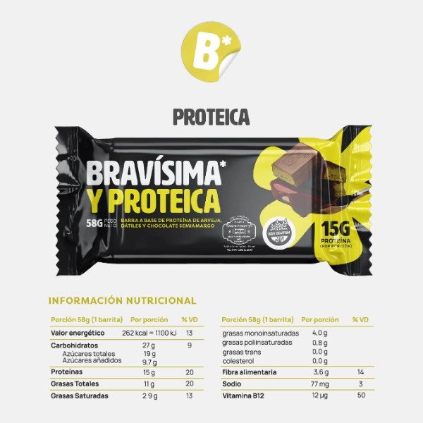 Producto - Barritas BRAVISIMA Proteicas Dátiles y Cacao x 12 U BRAVA