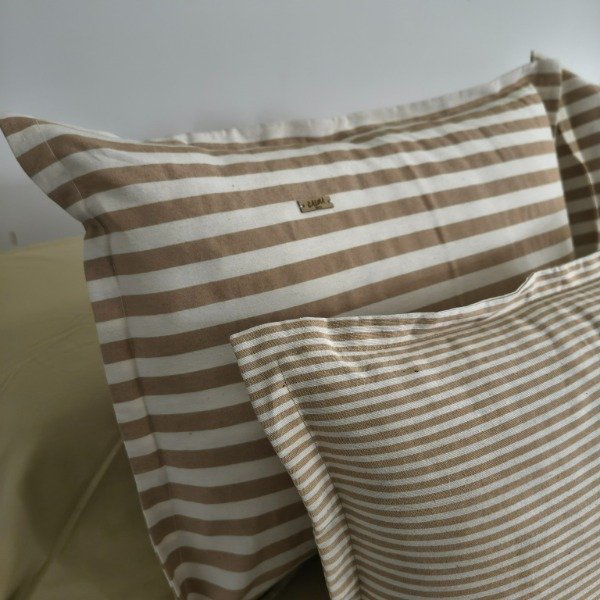 Producto - Combo x4 Almohadones - 50x60 + 40x50 - Crudo con Beige Rayas - Tela Tusor - 1